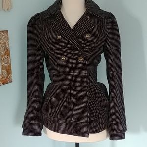 Black and pink mini polka dot peacoat